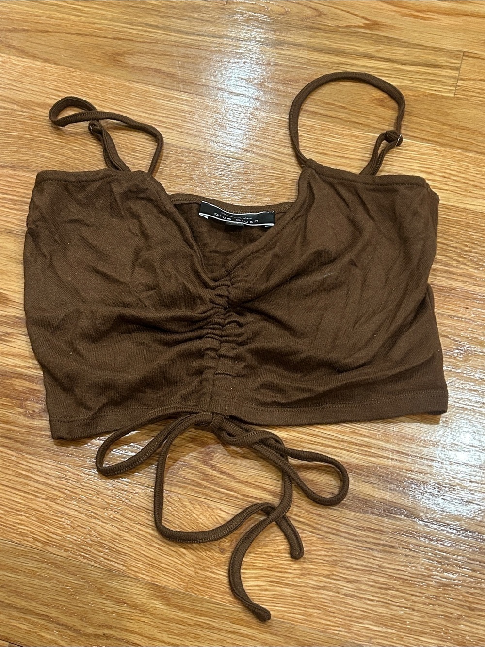 Blue Blush x Dolls kill Brown Ruched Cropped women’s Tank top medium